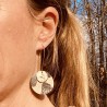 Boucles d'oreille en cuir recyclé léopard et métal doré à l'or fin - Dormeuses ultra-légères et élégantes