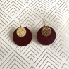Boucles d'oreille en cuir recyclé bordeaux et métal doré à l'or fin - ultra-légères et élégantes